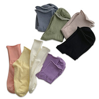 Chaussettes unies à bord roulé, mi-mollet, et chaussettes empilées aux couleurs bonbon, respirantes et absorbant la transpiration