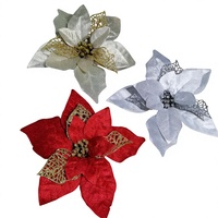 Weihnachtsbaum-Dekoration Künstliches Blumenarrangement Wohnzimmer Kunstblumen Vorgefertigter Strauß Glitzer Gold Schimmer