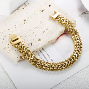 Fashion Women <strong>UK</strong> King Buckle Link Chain Charm 18K Gold Crystal Minimalist Variety Charm Stainless Steel Bracelet Jewelry - Product Image 3