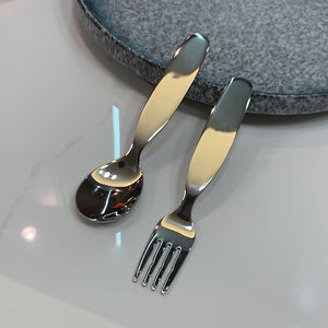 Juego de Cubiertos de Acero Inoxidable DF BC de Dos Piezas con Mango Corto, Pulido Espejo, para Uso Doméstico, para Niños, para Helado y Pastel - Product Image 6