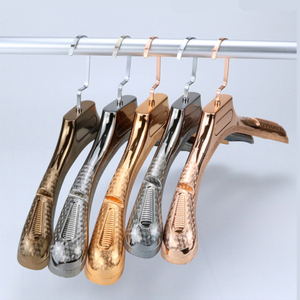 Bestseller Low MOQ dress coat hanger custom coat Gold Silver Chrome Color imitation wood grain plastic hanger