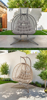 Fauteuil suspendu de jardin en rotin à deux places, personnalisable en gros, pour patio, balcon, mobilier de jardin, nouveau design, fauteuil œuf