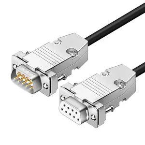DB9串行数据电缆RS232连接电缆公对公对母交叉直接连接金属外壳