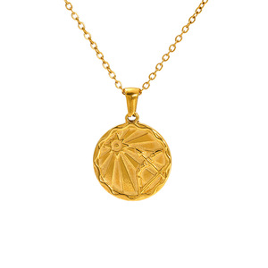 Stainless Steel Constellation Pendant Necklace 18k Gold Plated Round Design For Women Gift Jewelry - Product Image 5