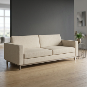 Sofá Cuadrado Moderno de Tres Plazas, Tapizado en Cuero PU, Respaldo Firme de Espuma, Brazos Rectos, Patas de Metal, Reclinable, Mueble para Sala de Estar - Product Image 3