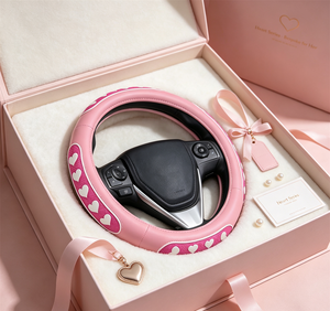 Funda <span class=keywords><strong>de</strong></span> Volante <span class=keywords><strong>de</strong></span> Cuero Nappa Rosa <span class=keywords><strong>para</strong></span> <span class=keywords><strong>Mujer</strong></span> MELCO, con Tachuelas <span class=keywords><strong>de</strong></span> Masaje en Forma <span class=keywords><strong>de</strong></span> Corazón 3D, Ajuste Universal - Product Image 6