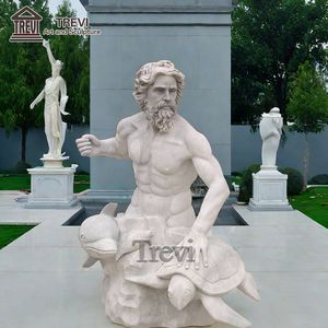 Наружная мраморная статуя Посейдона в греческом стиле в натуральную величину для продажи - Product Image 4