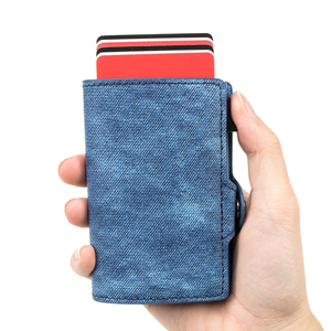 NOUVEAU Design Cowboy Wallets Blue Jeans Smart Wallets RFID Anti Theft Aluminium Credit Pop Out Card Holder With Coin Purse - Product Image 5