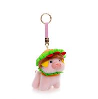 Petits animaux en peluche pendentifs (éléphant, cochon, chien, ours) avec chapeau burger, jouets en peluche et porte-clés