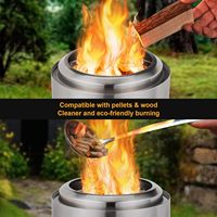 Poêle à bois portable pour le camping, poêle de camping en acier inoxydable, foyer rond à bois pour le camping en plein air, les pique-niques et les voyages
