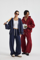 Sudadera con capucha unisex de forro polar 370G, transpirable, cortavientos, de corte holgado y corto, con cremallera, cuello alto, oversize, lisa, teñida con efecto lavado, venta al por mayor, logotipo personalizado