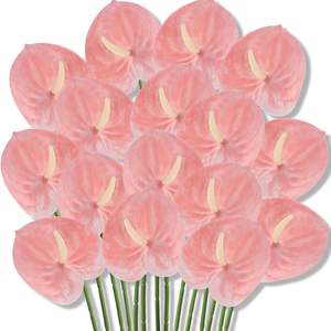 Fleurs d'Anthurium artificielles 3D en plastique, toucher réel, pour la décoration de la maison, des mariages et des fêtes, centre de table - Product Image 1