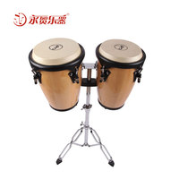 Wholesale 8"+9" Natural Wood Conga Drum Set With Chrome Stand, Goat Skin Hand Percussion Custom Logo for Stage Play