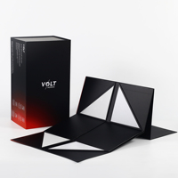 Boîte d'emballage cadeau en carton ondulé écologique, pliable, auto-érectible, magnétique, dégradé noir-rouge, offset