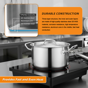 قدر شوربة تجاري كبير السعة من الفولاذ المقاوم للصدأ 201، مناسب للبوفيهات وأفران الغاز والحث، للاستخدام في الفنادق - Product Image 5