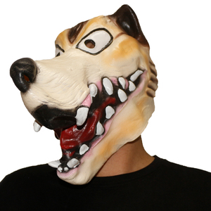 Máscara <span class=keywords><strong>de</strong></span> Látex <span class=keywords><strong>de</strong></span> Lobo <span class=keywords><strong>de</strong></span> Dibujos Animados, Color Beige Marrón, Textura Realista, Ojos Blancos Grandes, Nariz Roja, Colmillos Afilados, Suave <span class=keywords><strong>y</strong></span> Cómoda para Halloween - Product Image 3
