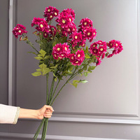 Bunga Daisy Sutra Buatan Grosir untuk Dekorasi Vas Rumah Bergaya Rustic, Centerpiece Pernikahan, Ranting Daisy Sutra Multi-Kepala