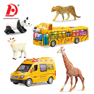 Bus touristique inertielle pour enfants avec figurines d'animaux (léopard, <span class=keywords><strong>girafe</strong></span>, panda, chèvre, guépard), ensemble de jeu véhicule safari avec lumières et sons - Product Image 2