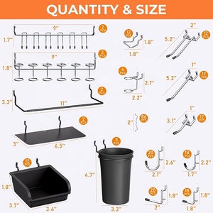 Fanghua cửa hàng hiển thị trang trí nội thất Hội Đồng Quản trị nhà để xe màu đen Wall Mount công cụ tổ chức cao Heavy Duty kim loại <span class=keywords><strong>Pegboard</strong></span> với móc phụ kiện - Product Image 5