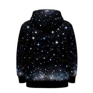 เสื้อฮู้ดดี้ปักโลโก้แบบกำหนดเอง สีดำสนิท ประดับคริสตัลสีเงินทั่วตัว ผ้าฟลีซหนานุ่มสำหรับผู้ชาย สไตล์สตรีทแวร์ - Product Image 2
