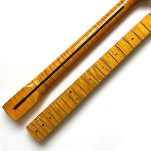 Manche de guitare de remplacement en érable flammé jaune vintage 21 frettes pour guitares ST TL – Vente en gros - Product Image 1