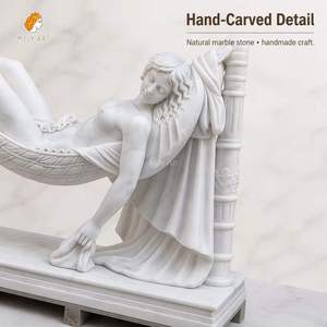 Statue de femme allongée en marbre grec grandeur nature, style européen, pour château, villa, jardin, parc - Product Image 3