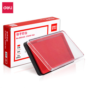 Deli Stamp Pad 9864ES Red Square Oil-Based Quick-Drying For Office Finance Banking - Product Image 1