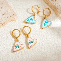 Franse verse polygoon hanger oorbelgespen handgeschilderde emaille tulp vis fruit decoratieve oorbellen vintage sieraden
