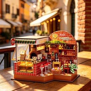 Kit de Casa en Miniatura DIY, Modelo de Arquitectura de Restaurante de Madera, Casa de <span class=keywords><strong>Pizza</strong></span> Feliz, Juguete de Regalo para Adolescentes - Product Image 1