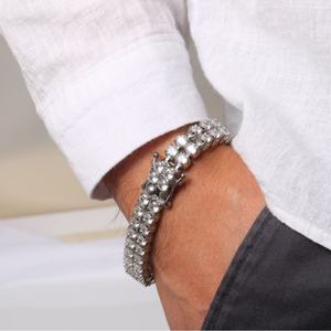 Pulsera para Hombre de Acero Inoxidable Chapada en Oro, Joyería Masculina, Pulsera de Tenis de Doble Hilera con Incrustaciones, Accesorio de Moda Hip Hop Bling - Product Image 3