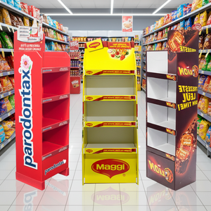Custom Logo Retail Store Paper Display Racks Supermarket Free Standing POS Floor Corrugated Stand Cardboard Display