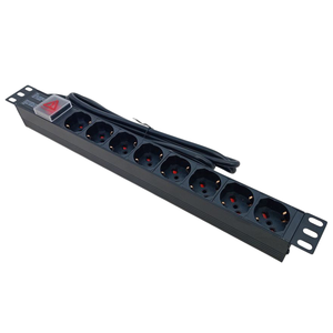8 Way Power Strip <b>With</b> European <b>Plug</b> For 19 Inch Rack Cabinet Illuminated <b>Switch</b> - Product Image 1