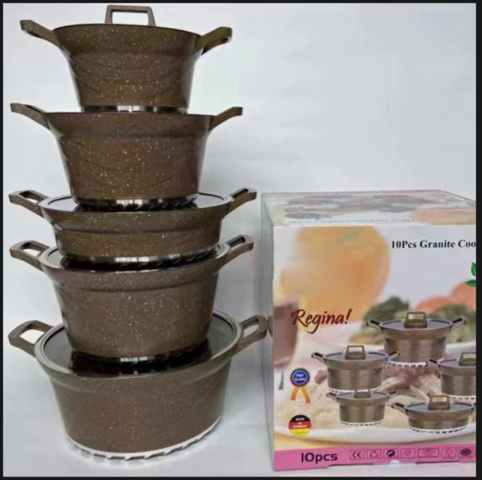 Granite Cookware Set Non-Stick Marble Aluminum Pots and Pans Modern Design Eco-Friendly Ceramic Kitchenware · image 3