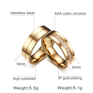18K 골드 다이아몬드 커플 반지 여성용 웨딩 링 선물용 - Product Image 6