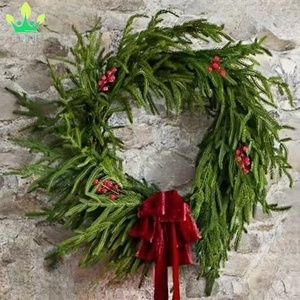 20pcs nhân tạo tuyết norfolk thông chi nhánh với 10 Berry gốc Frosted cây xanh lá cây sprigs cho Giáng sinh vòng hoa bình nhà - Product Image 6