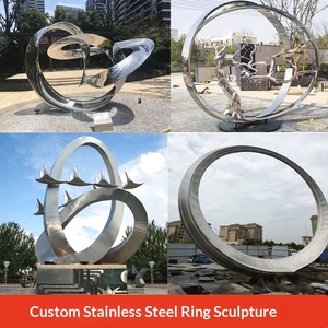 Custom-made Large Stainless Steel <b>Cartoon</b> Sculpture 8m Outdoor Use for Pavilions Campus Water Features Mirrored <b>Rings</b> Deer - Product Image 4