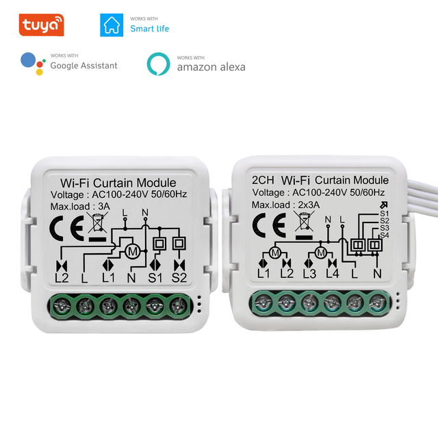 Smart Life/Tuya WiFi Mini DIY Smart Curtain Switch Module for Electric Motorized Roller Blinds Shutter Motor