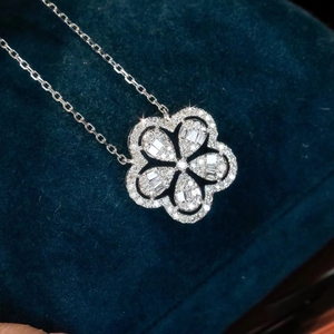 Collier Xinfly en or blanc 18 carats avec diamants naturels ronds en forme de fleur de 0,35 carat, tendance - Product Image 3