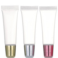 Tubes de rouge à lèvres transparents de luxe vides, 15 ML, 10ML, brillant à lèvres, baume à lèvres, Tube en plastique avec couvercle doré et argenté