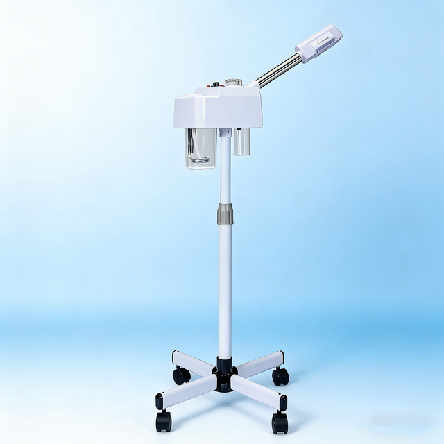 Professional UV-emitting Diode Salon Uses Facial Steaming Device to Clean and Firm the Skin.