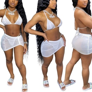 Sexy <span class=keywords><strong>Bikini</strong></span> Primaverile ed Estivo con Allacciatura al Collo, Costume da Bagno da Donna in 3 Pezzi - Product Image 2