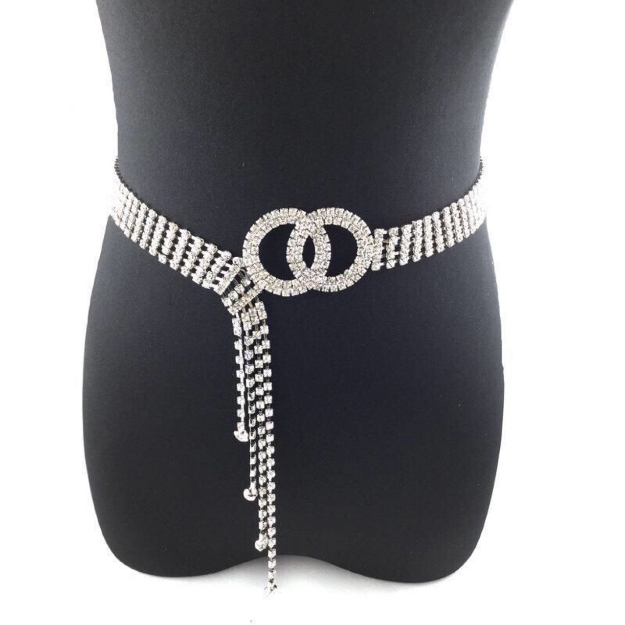 Women Crystal Rhinestone Shiny Chain Waist Belt Sparkle Belly Dance Waist Chain Belt Shine Layered  main image 2