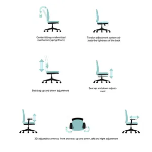 Seat Manufacture Chair Comfortable Korean Executive Staff Chair Contemporary Style Revolving Computer Work Office Ergonomic Seat