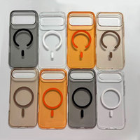 Étui de téléphone transparent en cristal noir avec anneau magnétique en PC, résistant aux chocs, pour 17 Pro/Pro Max