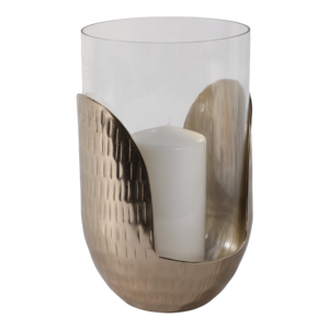Modern Glass Pillar <b>Hurricane</b> <b>Candle</b> Holder With Metal Base Decorative Home Accent For Living Room Decor <b>Candle</b> Stick - Product Image 2