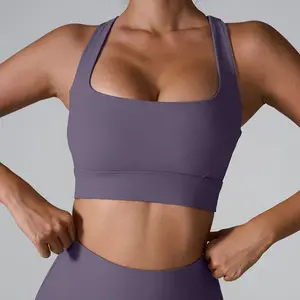 Sutiã de ioga feminino personalizado com costas cruzadas macio em branco para academia esportiva conjuntos de fitness para treino sutiã esportivo feminino