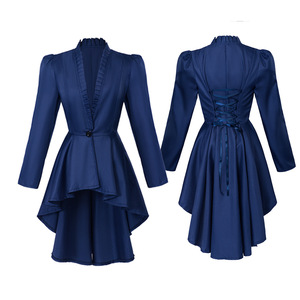 Abrigo de Esmoquin Gótico Victoriano Steampunk para <span class=keywords><strong>Mujer</strong></span>, Traje <span class=keywords><strong>Medieval</strong></span> Vintage con Dobladillo Irregular para Disfraces de Halloween - Product Image 4