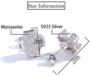 Exclusive Urban Streetwear Geometric Rhombus Studs GRA Moissanite Iced Out Princess Facet Cluster S925 Silver Ear Bling Unisex - Product Image 3