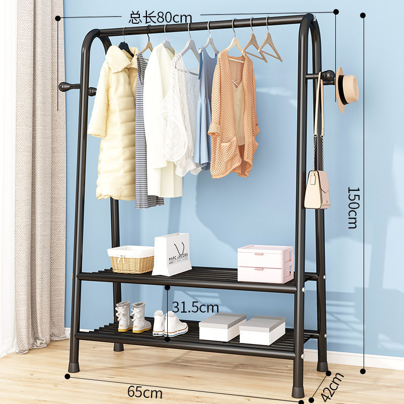 80CM - สีดำ [ตะขอแขวนเสื้อผ้าตาข่ายคู่]