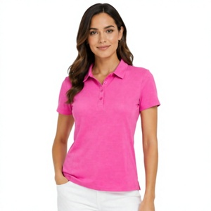 Polo de Manga Corta Rosa para Mujer, Color Sólido, Corte Regular, Estilo Casual de Punto - Product Image 4